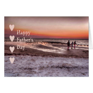 Carte fête des pères Beach Sunset & Enfants