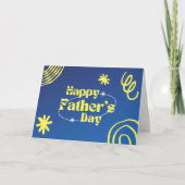Carte Fête des pères bleu et jaune (Devant)