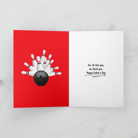 Carte Fête des pères Bowling Pins (Intérieur)