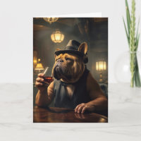 Fête des pères Bulldog tenant un Whiskey