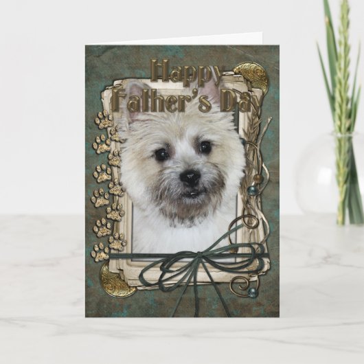 Carte Fête des pères - cairn Terrier - ours de nounours (Devant)