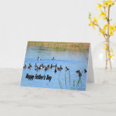 Carte Fête des pères, Canards dans l'étang (Fleur jaune)