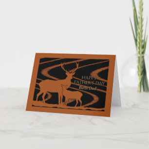Carte Fête des pères cerf en champ, père de naissance