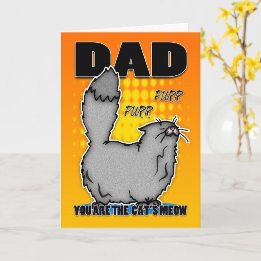 Carte fête des pères - Chat mignon (Fleur jaune)