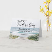 Carte Fête des pères chrétienne Bible Verse Vue océan (Fleur jaune)