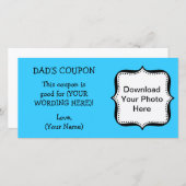 Carte Fête des pères COUPON POUR PÈRE (Devant / Derrière)