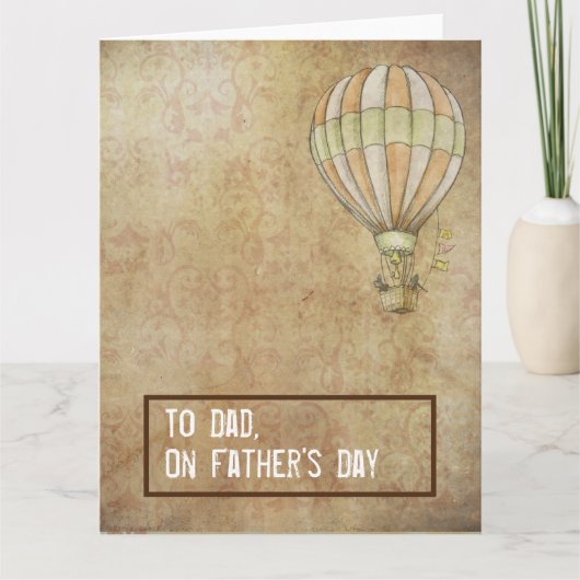 Carte Fête des pères de ballons à air chaud blanc beige  (Devant)