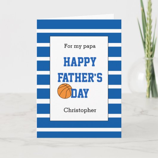 Carte Fête des pères de basket bleu pour mon Papa (Devant)