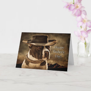 Carte Fête des pères de Dog Cute Country Western Pitbull
