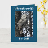 Carte Fête des pères de hibou (Fleur jaune)