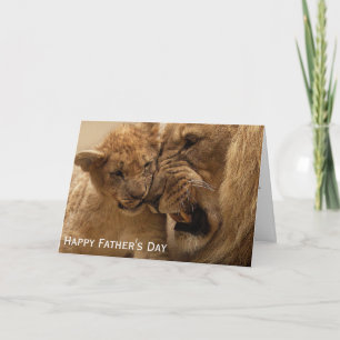 Carte Fête des pères de lion et d'oeuf