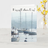 Carte Fête des pères de plage d'océan de port de bateaux (Fleur jaune)