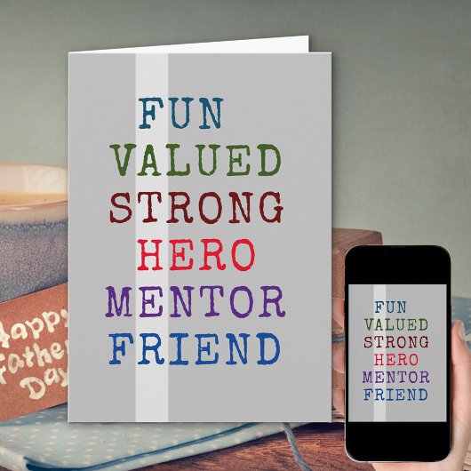 Carte FÊTE DES PÈRES de typographie de la définition du