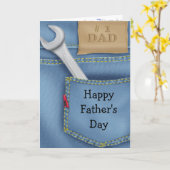 Carte Fête des pères Denim Jeans (Fleur jaune)