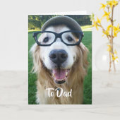 Carte Fête des pères dorée souriante (Fleur jaune)