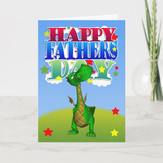 Carte fête des pères dragon mignon (Devant)