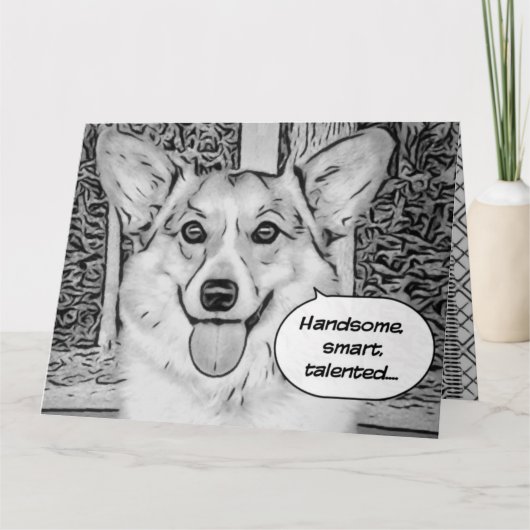 Carte Fête des pères drôle Corgi (Devant)