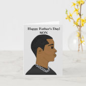 Carte Fête des pères du fils afro-américain (Fleur jaune)