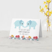 Carte Fête des pères Éléphants Whimsical De Jumeaux (Fleur jaune)