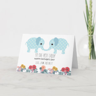 Carte Fête des pères Éléphants Whimsical De Jumeaux
