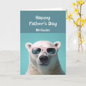 Carte Fête des pères Fun Super Cool Papa Ours Animal (Fleur jaune)