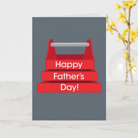 Carte Fête des pères Fun Toolbox rouge et gris (Fleur jaune)
