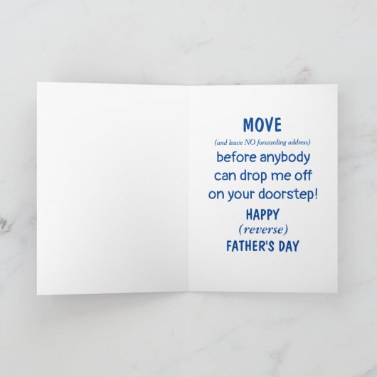 Carte Fête des pères FUNNY "REVERSE" (Intérieur)