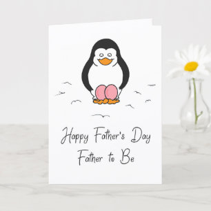 Carte Fête des Pères futur papa de jumelles Cute Penguin