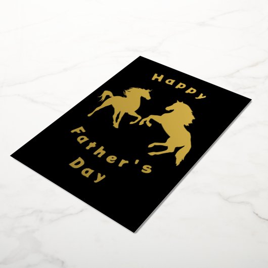 Carte Fête des pères Gold Foil avec Cheval Couple (Rotation)
