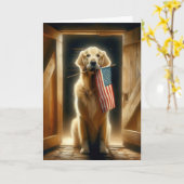 Carte Fête des pères Golden Retriever (Fleur jaune)