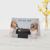 Carte Fête des pères Golden Retriever Barbecue (Fleur jaune)