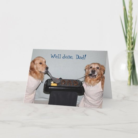 Carte Fête des pères Golden Retriever Barbecue (Devant)