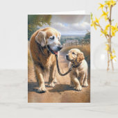 Carte Fête des Pères Golden Retrievers (Fleur jaune)