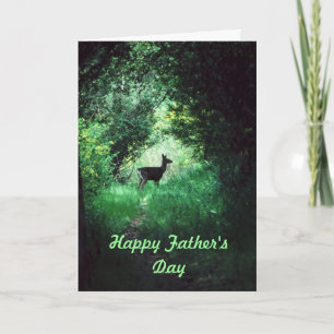 Carte "Fête des pères heureuse" : Cerfs communs en bois