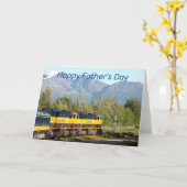 Carte Fête des pères heureuse : Chemin de fer et (Fleur jaune)