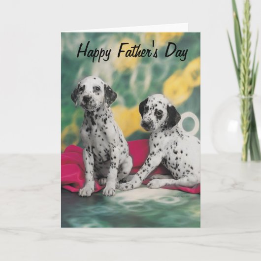 Carte Fête des pères heureuse de chiots dalmatiens (Devant)
