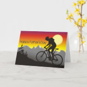 Carte Fête des pères joyeuse en VTT Silhouette (Fleur jaune)
