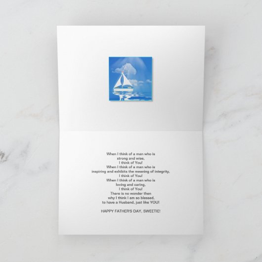 CARTE FÊTE DES PÈRES - MARI - BATEAU À VOILE - MER BLEU (Intérieur)