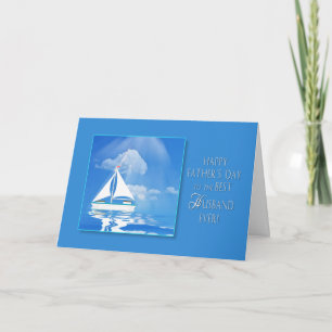CARTE FÊTE DES PÈRES - MARI - BATEAU À VOILE - MER BLEU