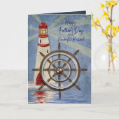 Carte Fête des pères, Mari, Roue du navire, Hélme (Fleur jaune)