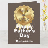 Carte fête des pères, médaille d'or appréciation, simple (Fleur jaune)