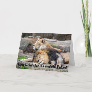 Carte Fête des pères Meilleur Mari Jamais Lion Animal