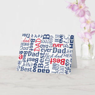 Carte Fête des pères Meilleur papa typographie Rouge bla