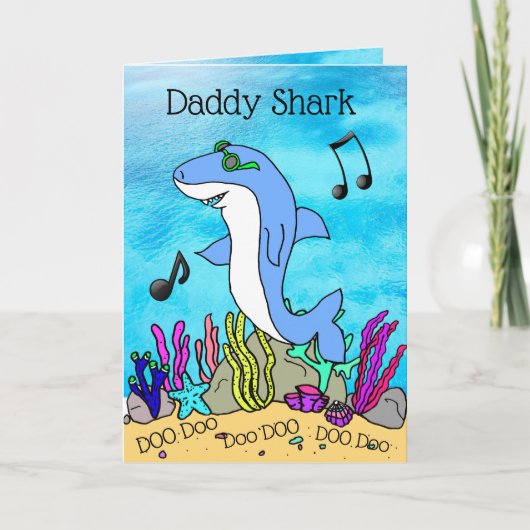 Carte Fête des pères mignonne requin papa (Devant)