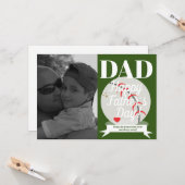 Carte Fête des pères moderne Baseball et Coeur (Devant/Arrière en situation)