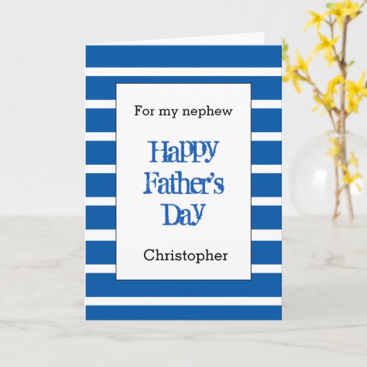 Carte Fête des Pères Moderne Bleue pour Neveu (Fleur jaune)
