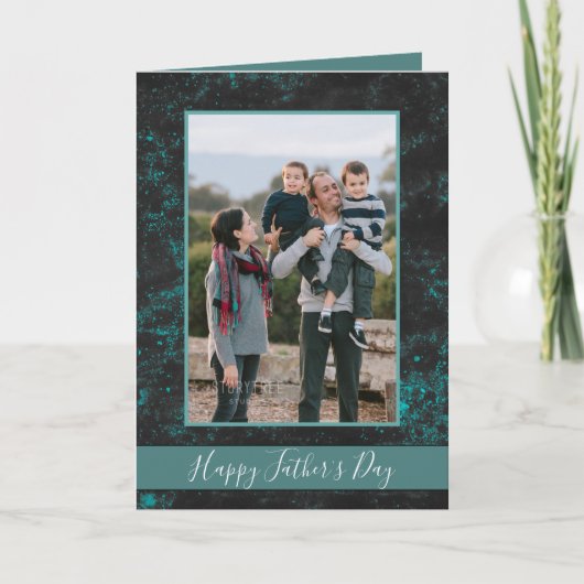 Carte Fête des pères moderne joyeuse Bluish Green Photo (Devant)