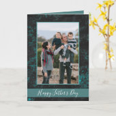 Carte Fête des pères moderne joyeuse Bluish Green Photo (Fleur jaune)