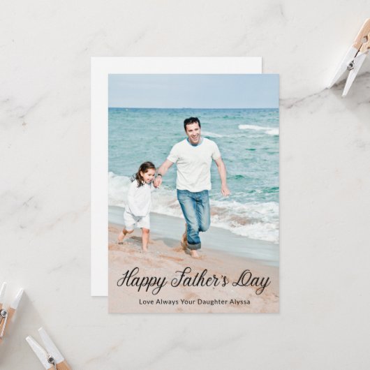 Carte Fête des pères moderne joyeuse photo Script (Devant/Arrière en situation)