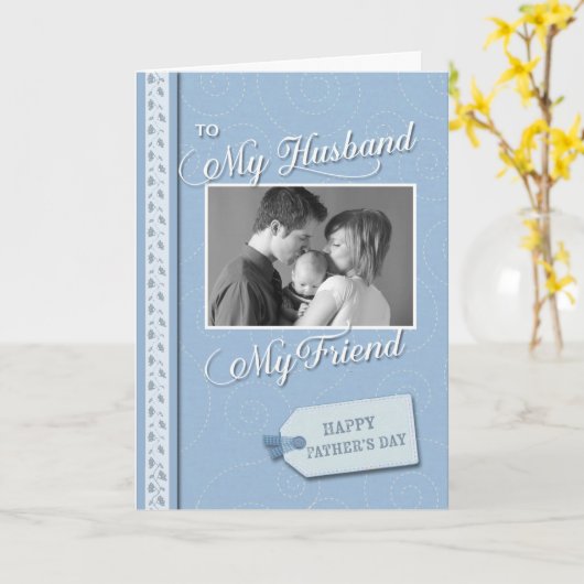 Carte Fête des pères, Mon mari Mon ami photo personnalis (Fleur jaune)
